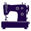 Outline of sewing machine in dark purple on a transparent background